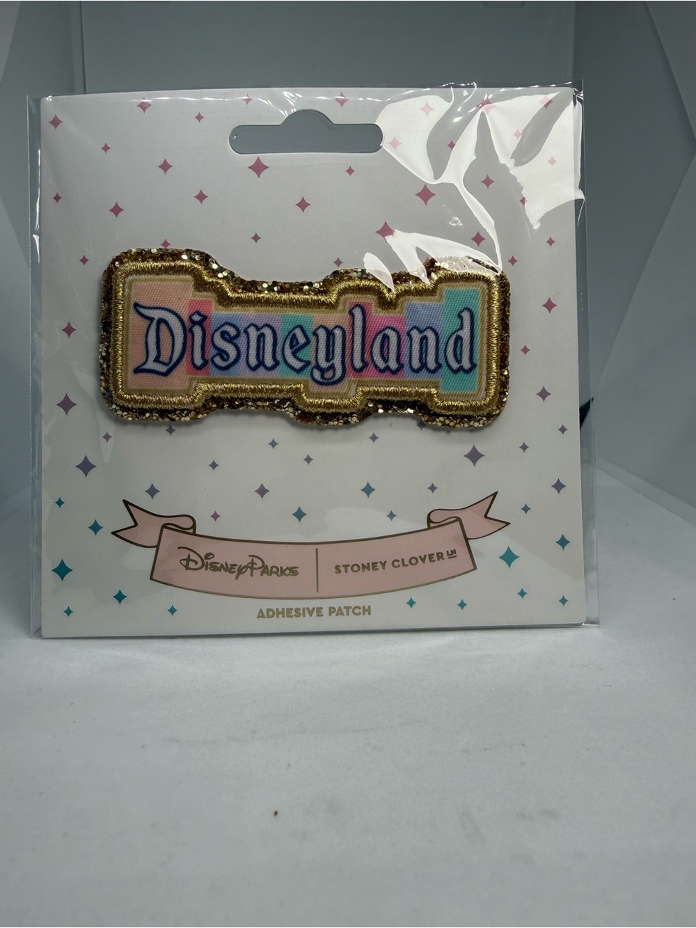 Disney Parks Stoney Clover Ln Disneyland Logo Adhesive Patch Pastel Glitter NEW
